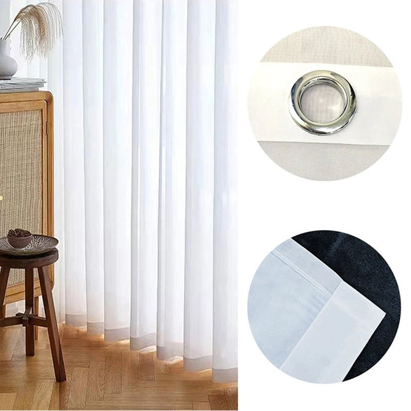 Asazal Solid White Tulle Luxurious Chiffon Sheer Window Curtains For