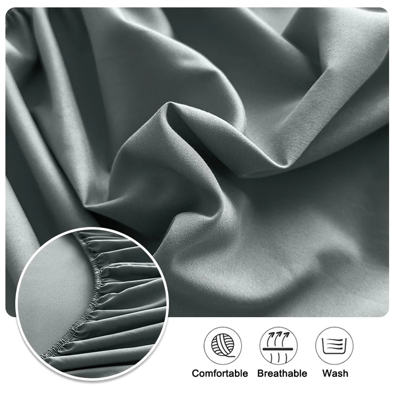 90/120/150/180x200 Fitted Bed Sheet With Elastic Band Solid Color
