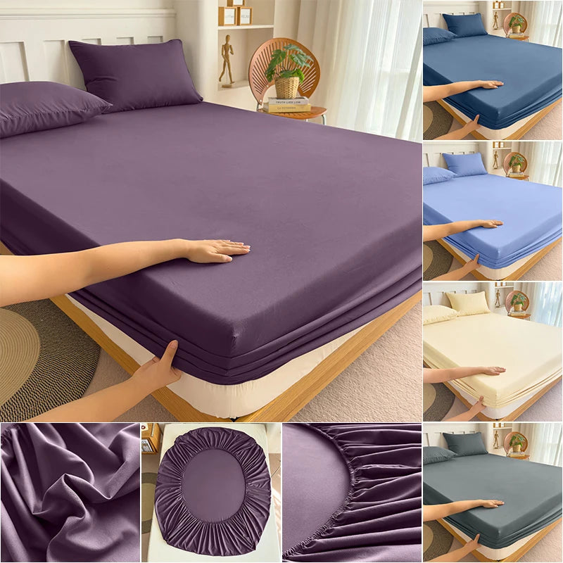 90/120/150/180x200 Fitted Bed Sheet With Elastic Band Solid Color