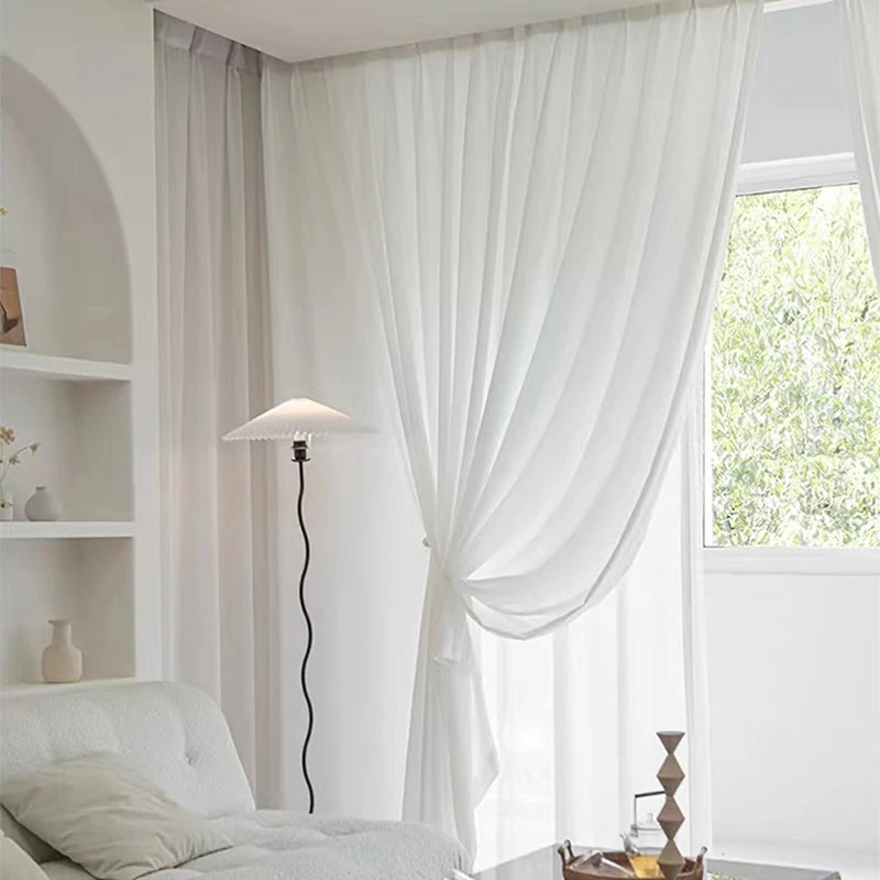 Asazal White Tulle High Quality Thick Yarn Luxury Chiffon Window