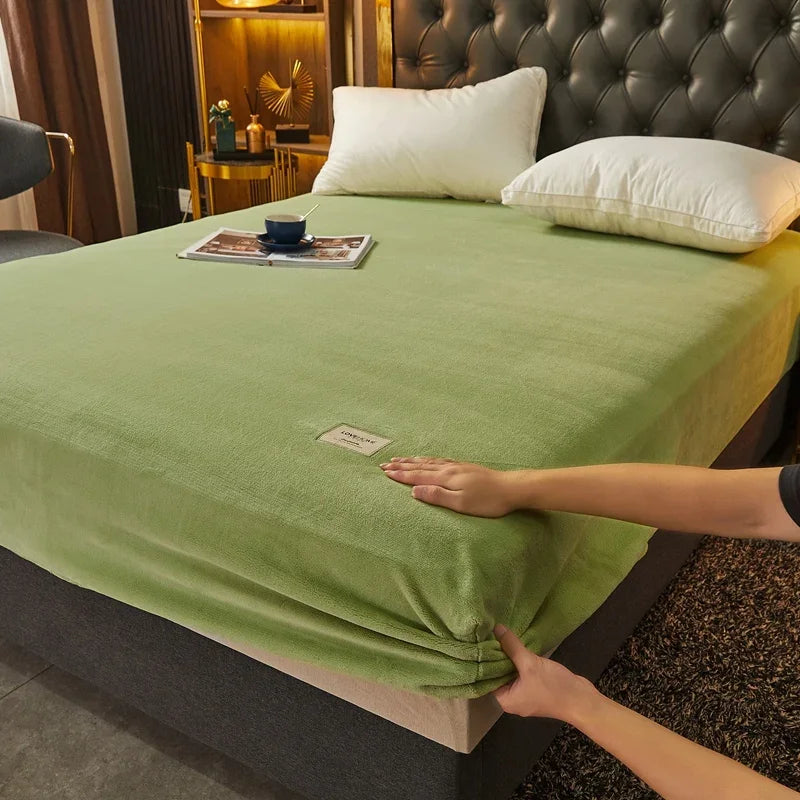 Soft Warm Thick Velvet Fitted Sheet High Quality Non Slip Mattress