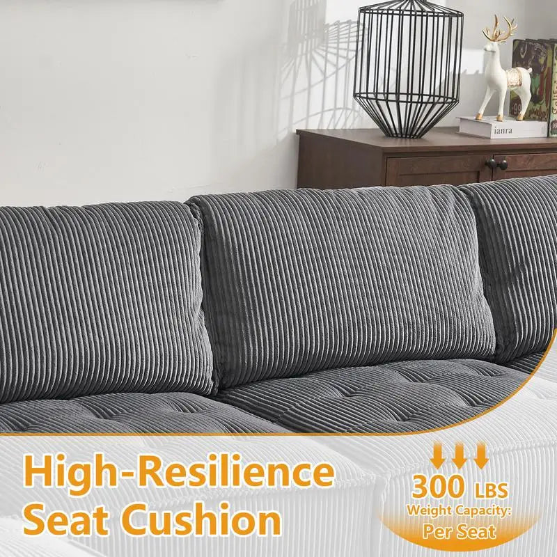 Modular Sectional Sofa U-Shaped Couch with Reversible Chaise, 6-Seat Convertible Design for Living Room