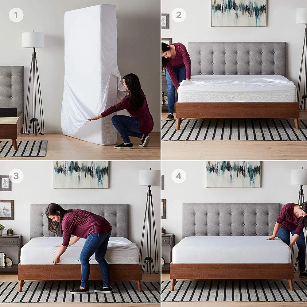 6-Sides Fully Enclosed Waterproof Mattress Cover with Zipper